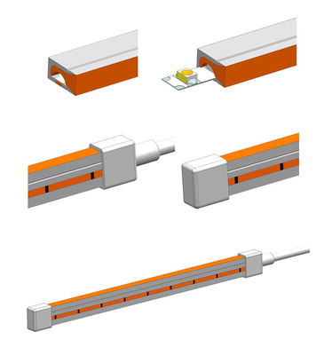prenda impermeable ligera de neón IP67 de la cuerda DC12V RGB del silicón LED de 6m m 8m m