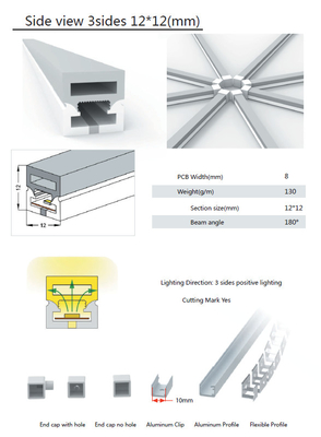 Tubería flexible del silicón para la tira del LED dimensión Bendable de 12m m x de 12m m