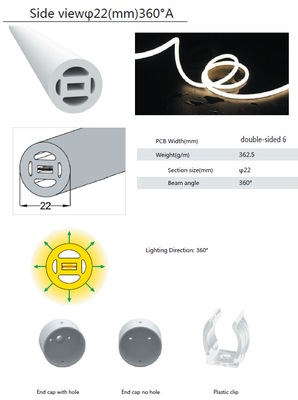 tubo del silicón LED de 22m m 360 grados de flexible para la iluminación decorativa