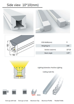 Tubo de silicona LED de 10 × 10 mm a prueba de agua IP68 para iluminación de tira LED