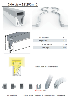 Tubo del silicón de la prenda impermeable LED de IP65 IP67 para la iluminación de tira de neón 12×20m m