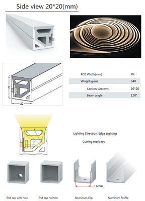 Tubería de goma flexible del silicón para las tiras de las luces LED 20×20m m