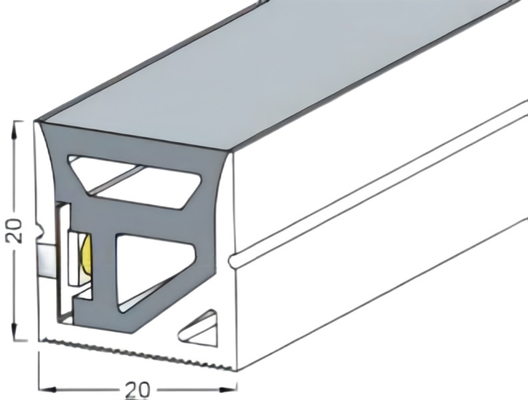Tubería de goma flexible del silicón para las tiras de las luces LED 20×20m m