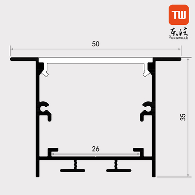 Perfil suspendido anodizado del LED, tira 50 x 35m m superficiales de plata de la luz LED del perfil