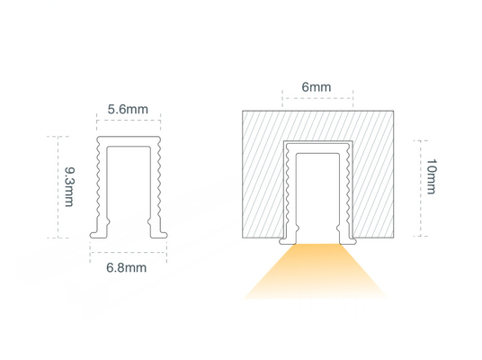 Luces lineares ahuecadas 6000K 6500K Ip44 del LED para el techo de los estantes del gabinete