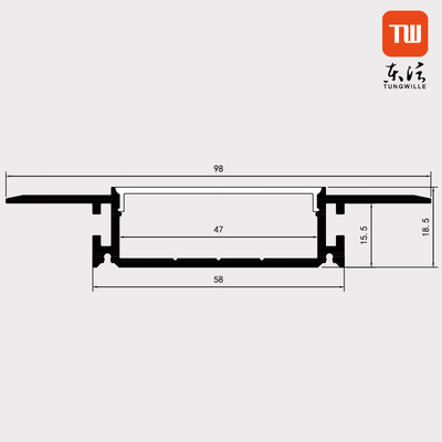 Perfil de aluminio de paneles de yeso para techo de yeso para iluminación de tira de LED 98 mm x 18 mm