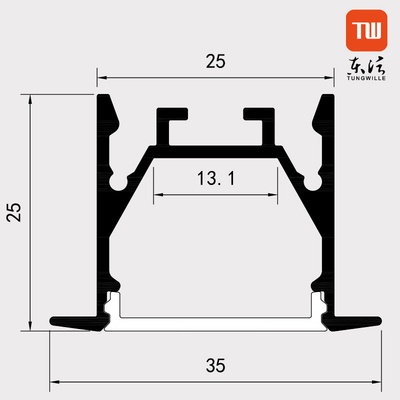 Perfil de aluminio ahuecado 25×25M M de la tira del LED para la oficina del armario