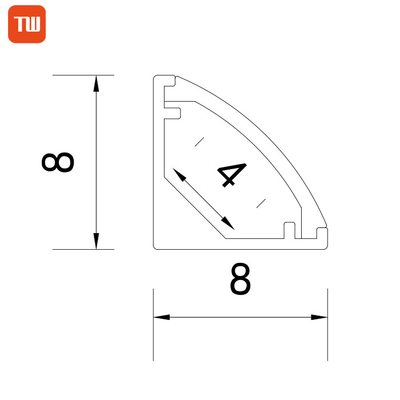 la esquina de 8*8m m llevó el perfil de aluminio montado esquina de la luz de la cocina de la forma del canal V LED