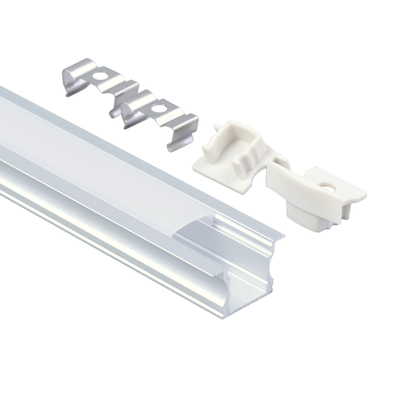 Perfil de aluminio led empotrado plateado anodizado para iluminación de gabinetes