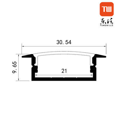 Perfil de aluminio LED empotrado de 23X10 mm para tira de luz de extrusión