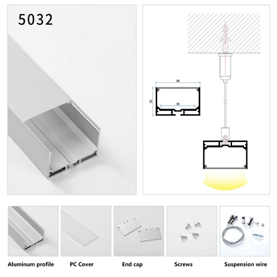 Accesorio de iluminación en forma de U de perfil de aluminio suspendido de iluminación colgante