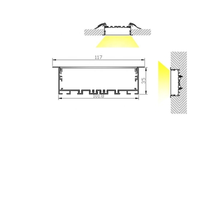 La luz de tira del LED que el canal de aluminio ahuecó perfil del yeso LED modificó para requisitos particulares anodizado