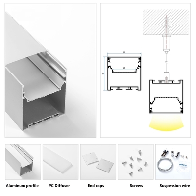 Perfil de aluminio ligero linear del LED con el conductor Built In de la bandeja LED del disipador de calor