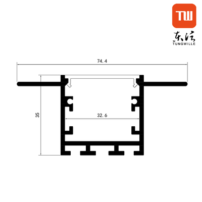 la cubierta lechosa llevada ahuecada ancha de la PC del canal de aluminio del perfil de 74m m llevó la luz linear