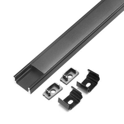 Material montado superficie negra de la aleación de aluminio del perfil del LED de la forma de U para la tira del LED