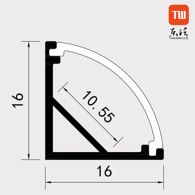 Perfil negro de la esquina LED material de la aleación de aluminio de 16M M x de 16M M para la tira del LED