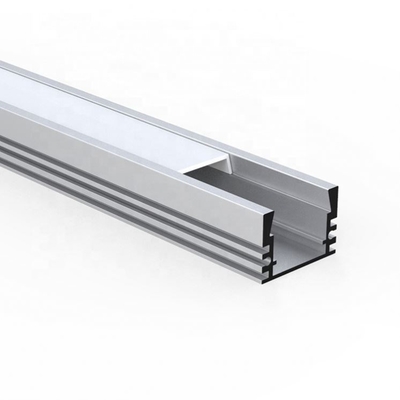 Color plata anodizado canal de la luz de tira del aluminio LED que empotraba la pintura