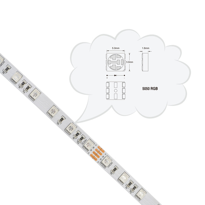 Sistema flexible RGB DC 24V 12V 60 LED de la luz de tira del LED 5050 para el edificio