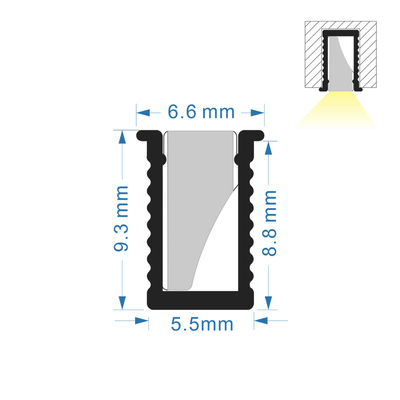 El cuadrado ahuecó los perfiles del LED, material de aluminio de la aleación del canal 6063 de la tira del LED
