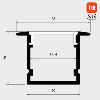 Protuberancia de aluminio ahuecada forma de V para el color blanco de plata del negro de la tira del LED